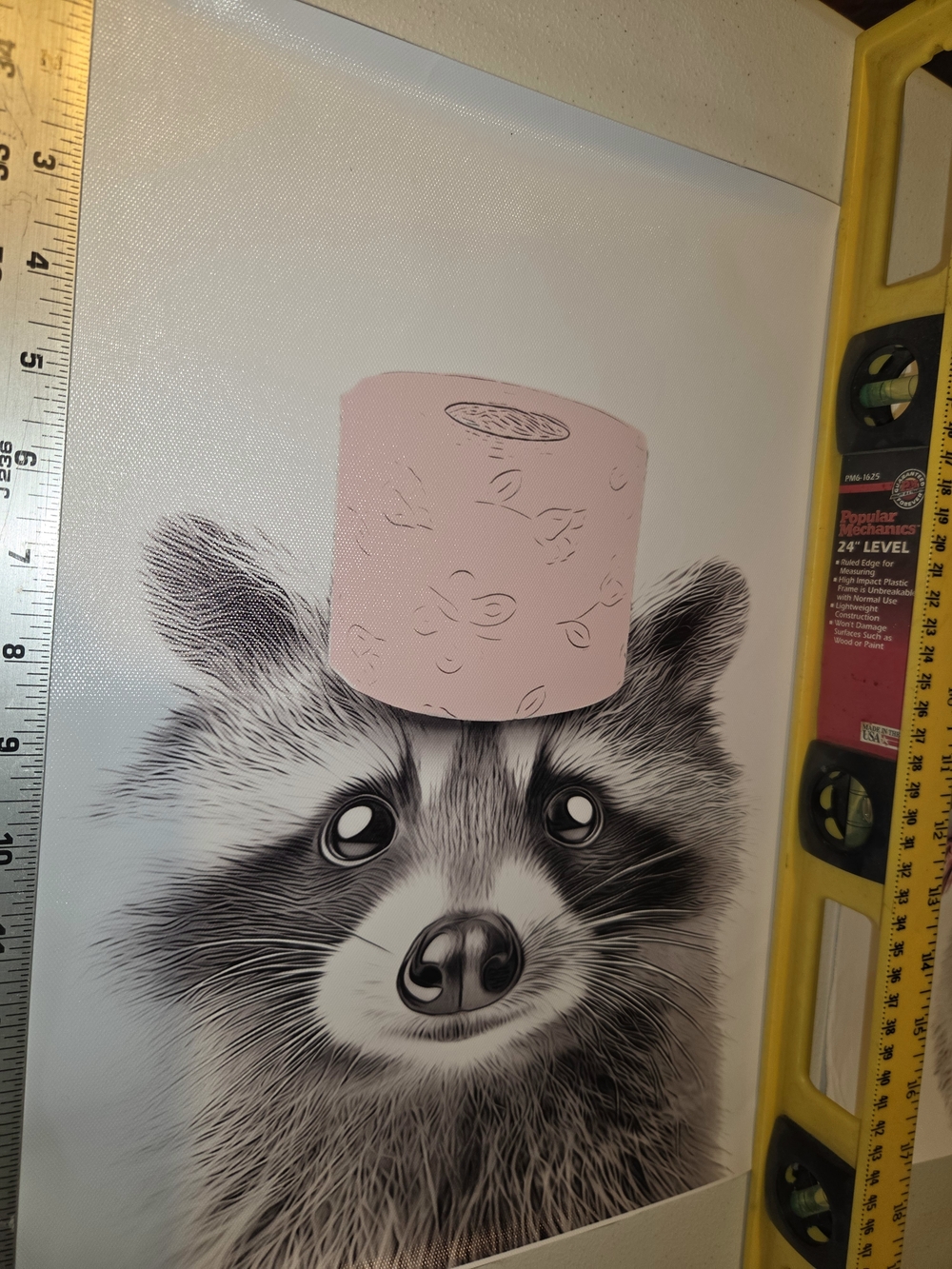 Set Of 3- Raccoon Bathroom Wall Art Print On Canvas, Pink Detail - Picture 7 of 11